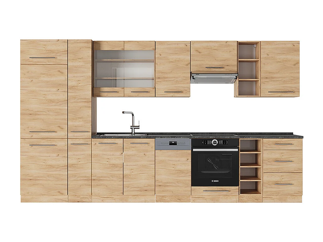 Mueble de cocina roble dorado 355x60x81.6 fame-line