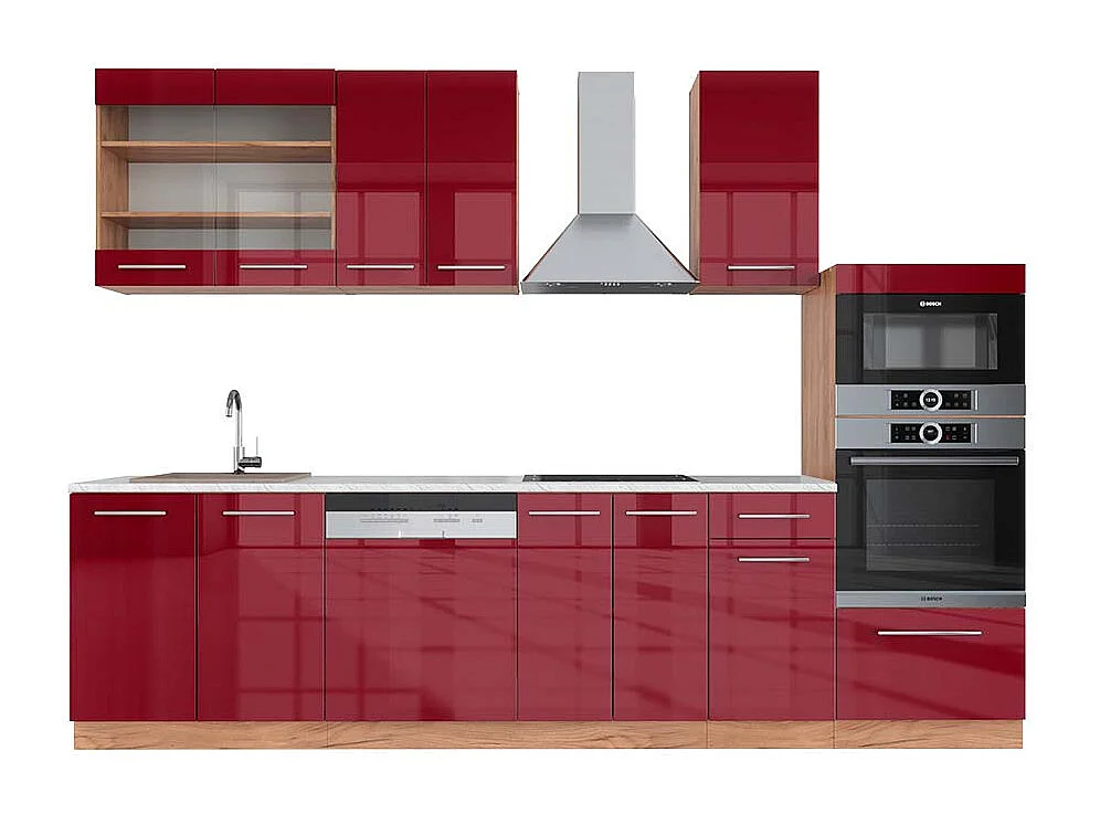 Pentry bordeaux högblank/goldkraft ek 300x60x81.6 fame-line