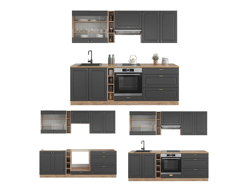 Aneks kuchenny anthracite country house/gold kraft oak 235x46x81.6 fame-line