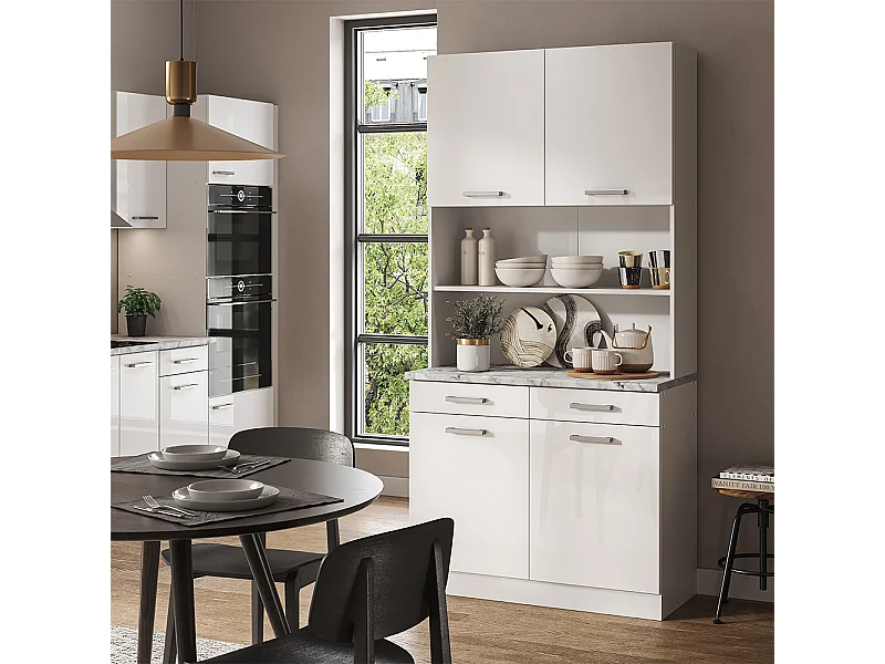 Bloc cuisine blanc haute brillance 100x60x81.6 r-line