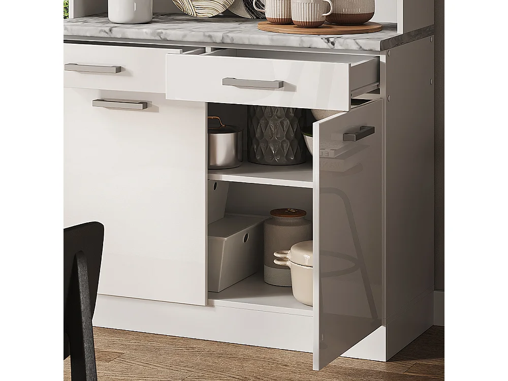 Bloc cuisine blanc haute brillance 100x60x81.6 r-line