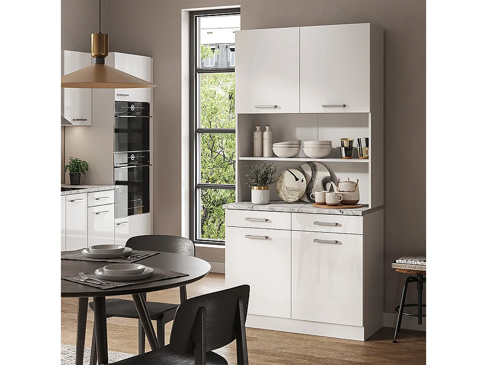 Bloco de cozinha branco alto brilho 100x60x81.6 r-line