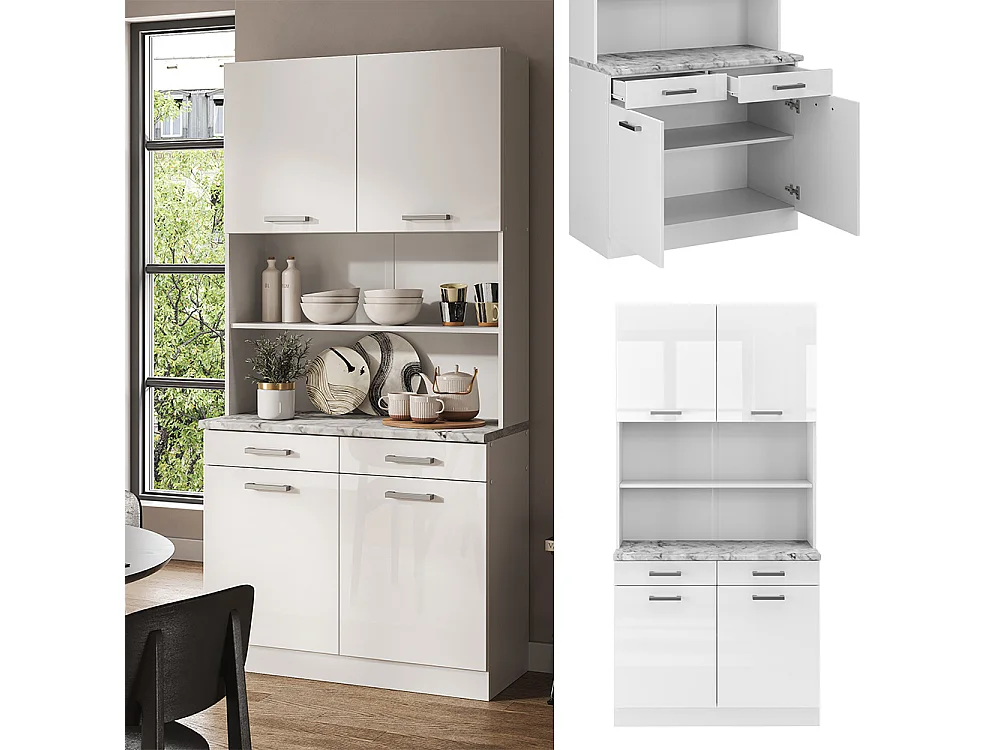 Bloco de cozinha branco alto brilho 100x60x81.6 r-line