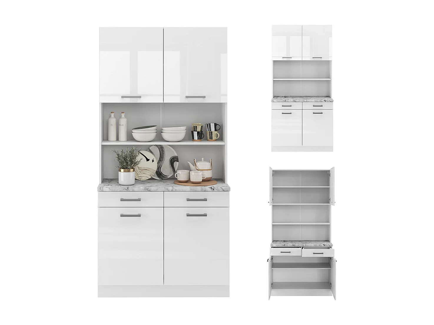 Bloco de cozinha branco alto brilho 100x60x81.6 r-line