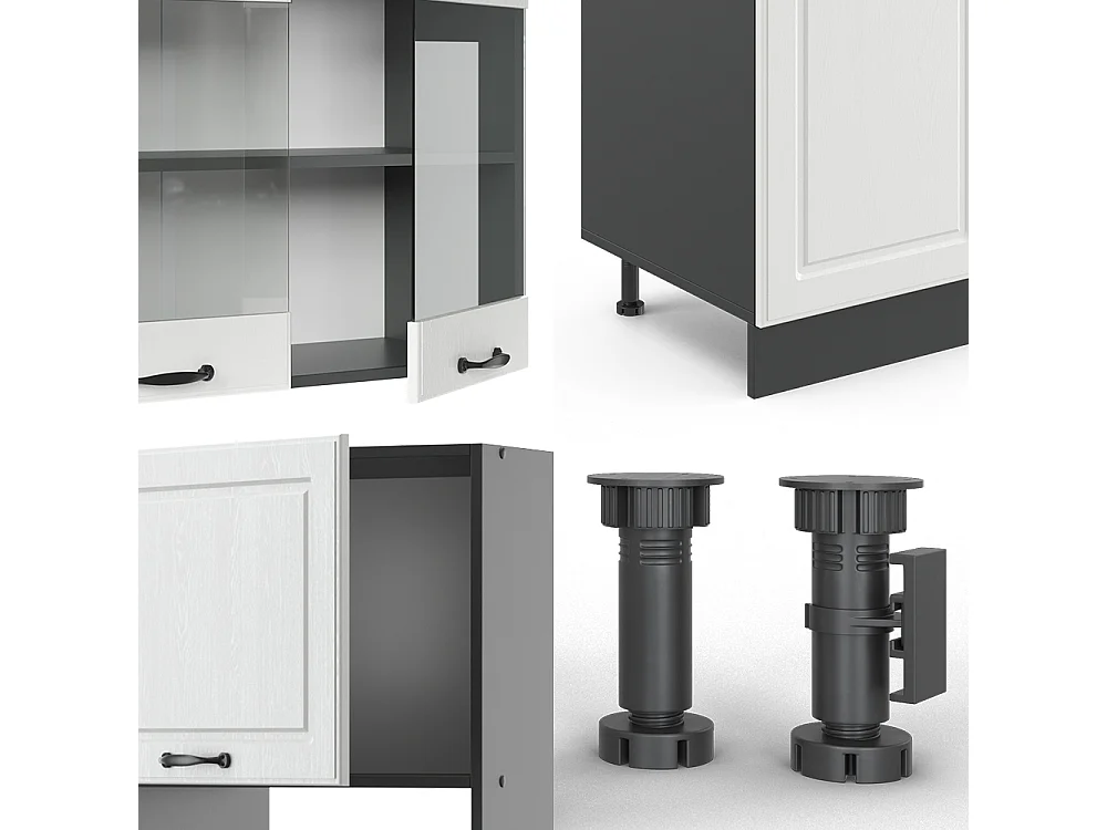 Cucina componibile bianco casa di campagna/antracite 300x60x81.6 r-line