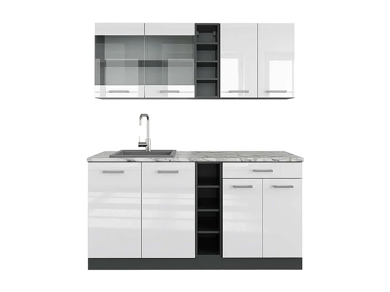 Cocina versátil blanco brillo/antracita 160x60x81.6 r-line
