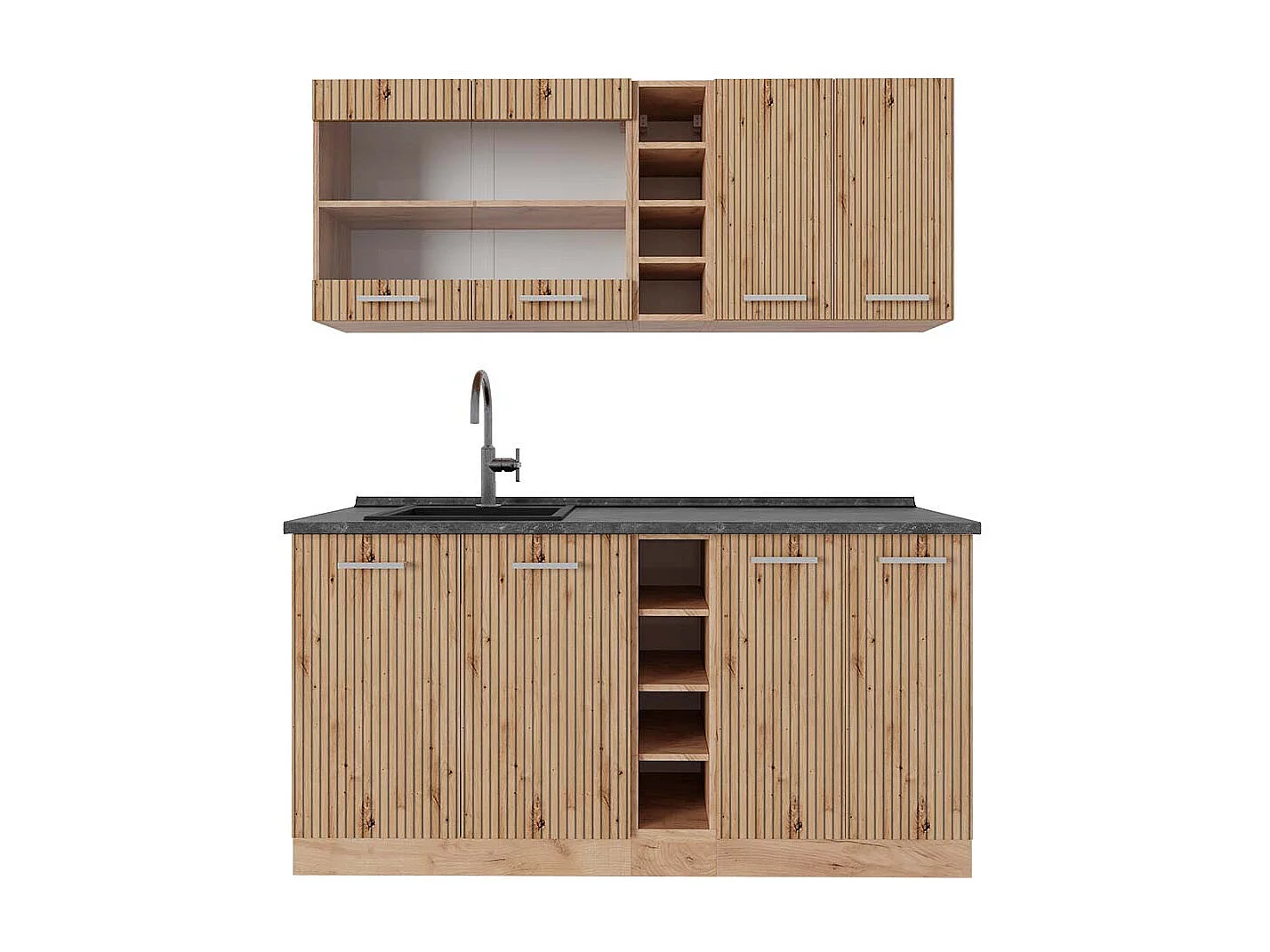 Singleküche artisan-eiche/goldkraft eiche 160x60x81.6 r-line