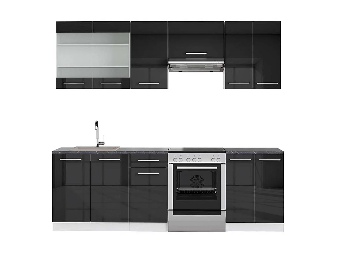 Køkkenrække antracit højglans/hvid 240x60x81.6 fame-line