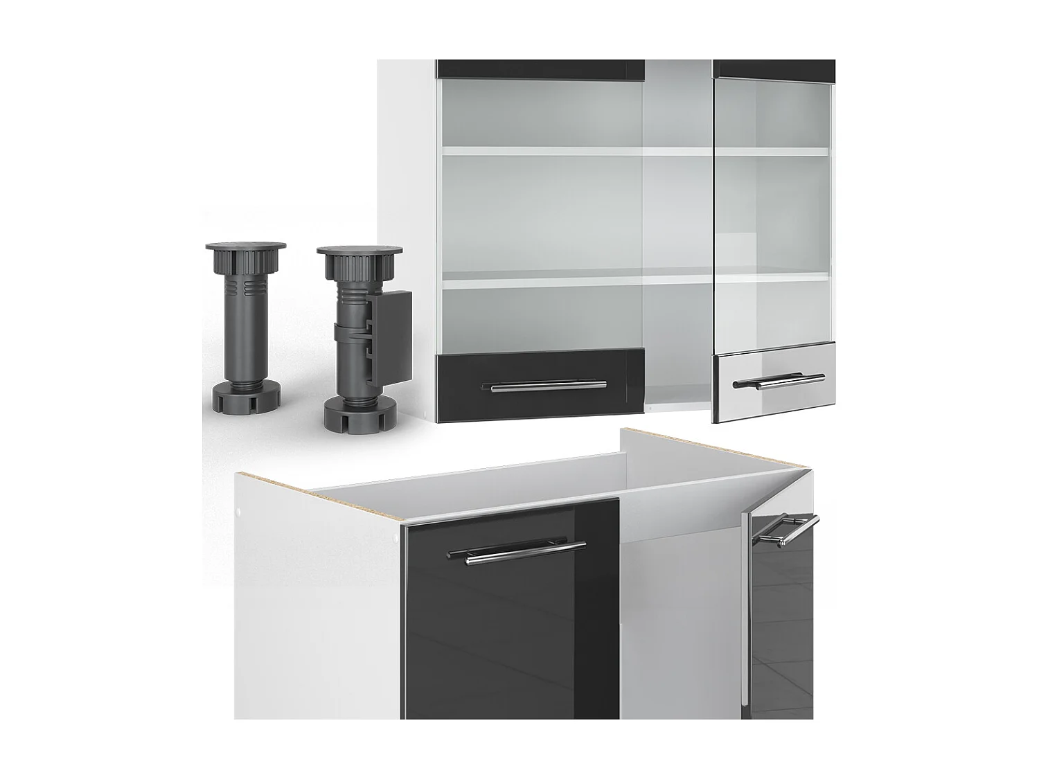 Køkkenrække antracit højglans/hvid 240x60x81.6 fame-line