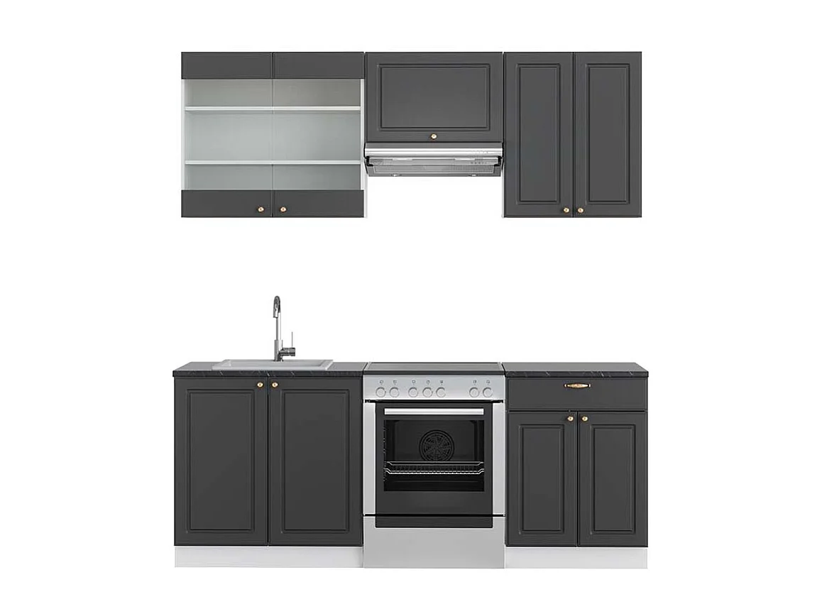 Cucina componibile antracite-oro/bianco 200x60x81.6 fame-line