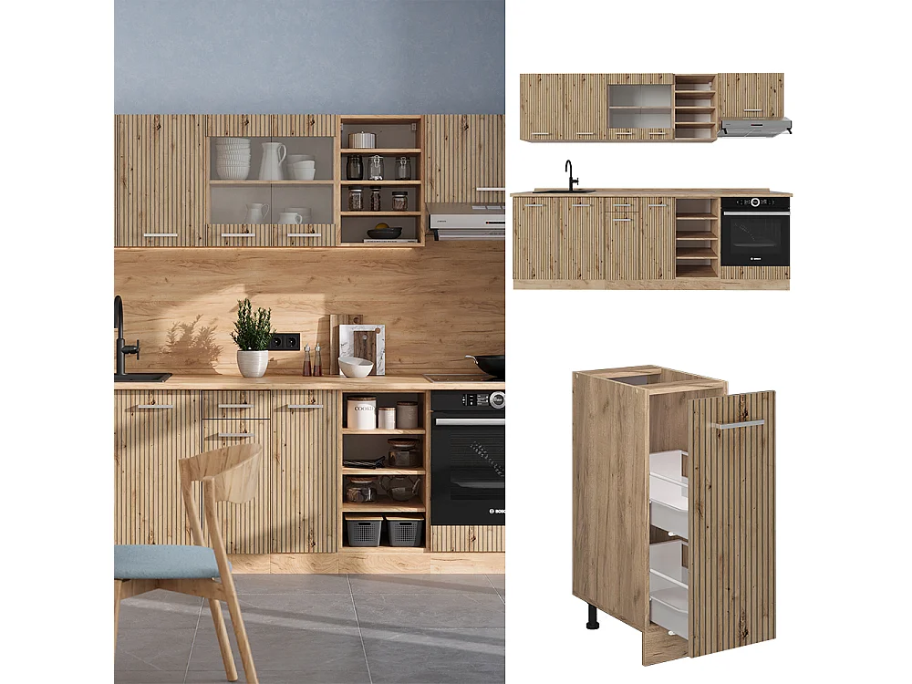 Cuisine chêne artisan/chêne doré 240x60x81.6 r-line