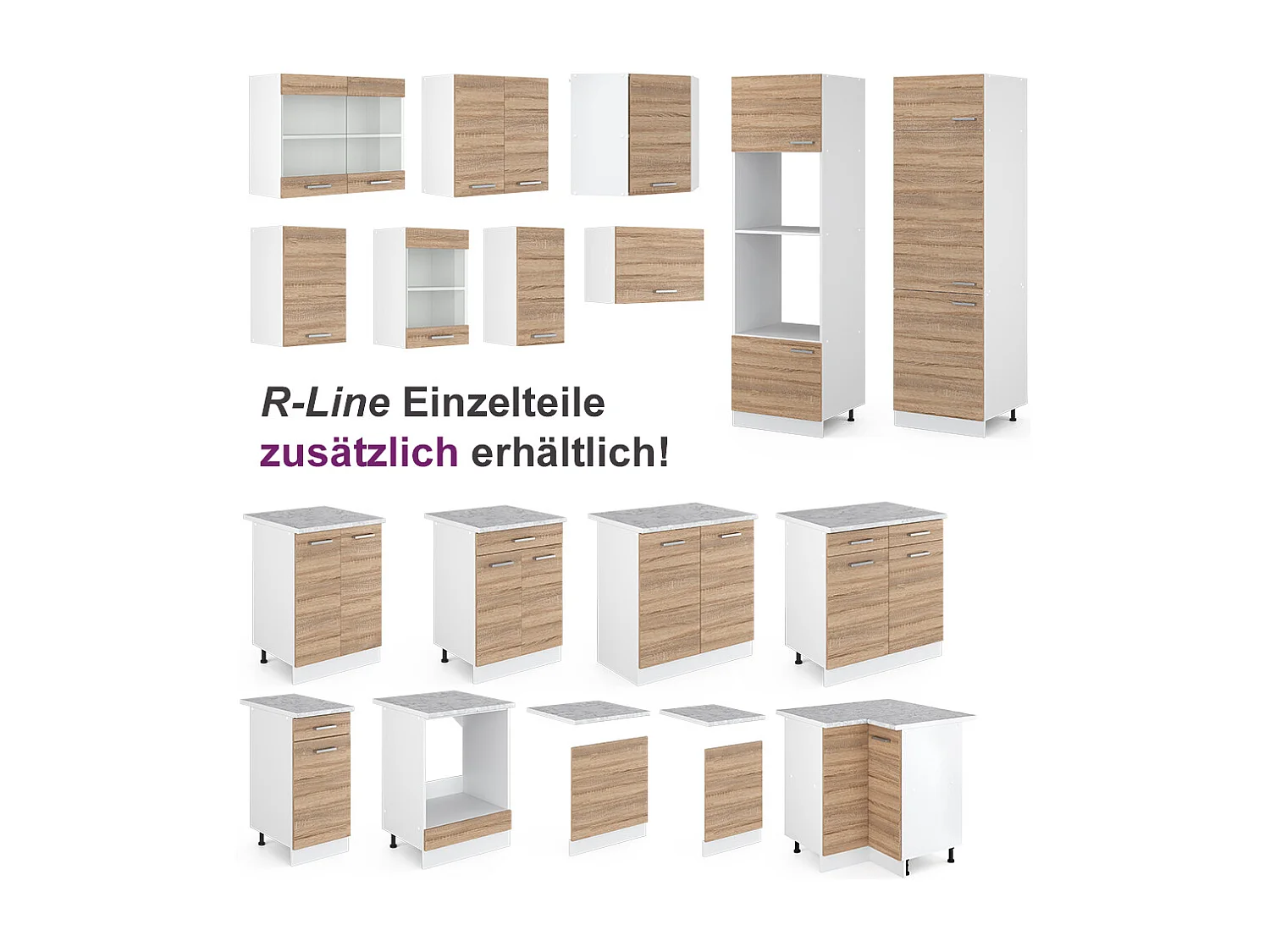 Cucina ad angolo sonoma/bianco 190x60x81.6 rick