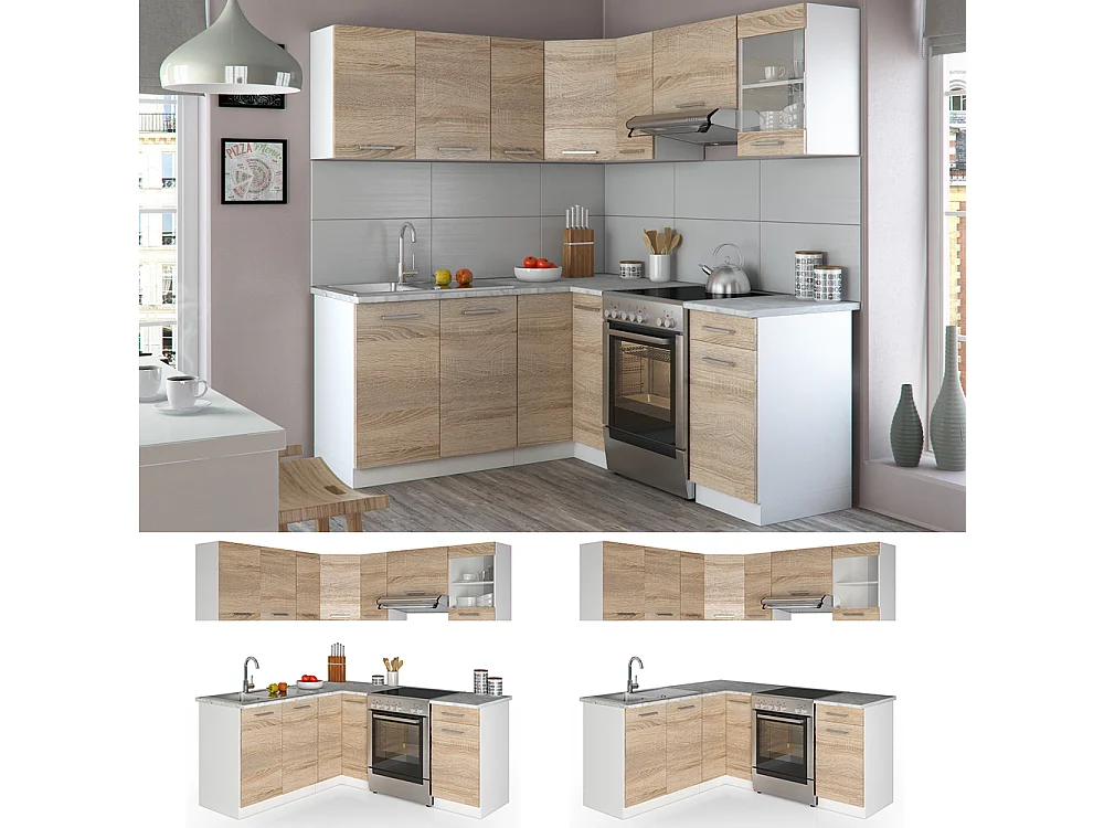 Cuisine dangle sonoma/blanc 190x60x81.6 rick