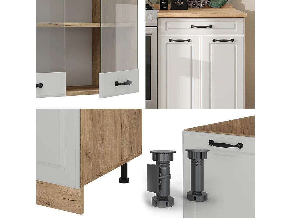 Cuisine blanc campagnard/chêne doré 200x46x81.6 r-line