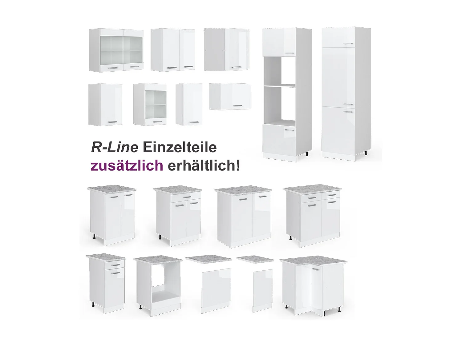 Cuisine en angle blanc brillant/blanc 187x60x81.6 rick