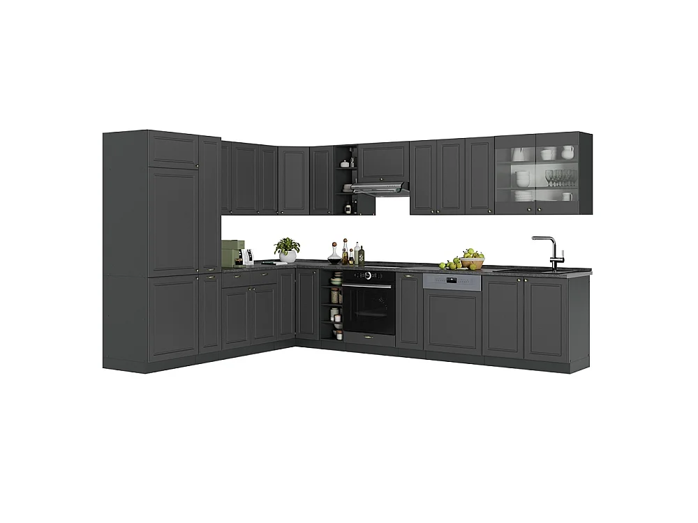 Hörnkök herrgård i antracitguld/antracit 347x60x81.6 fame-line