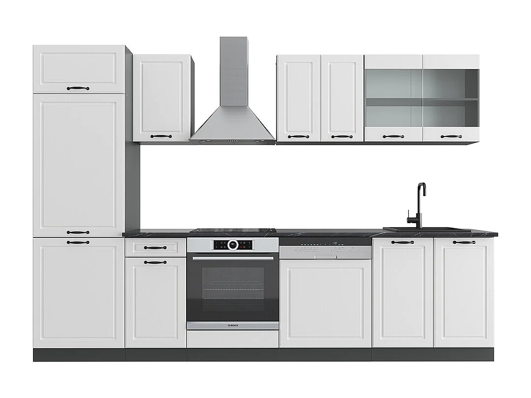 Mueble de cocina casa de campo blanca/antracita 300x60x81.6 r-line