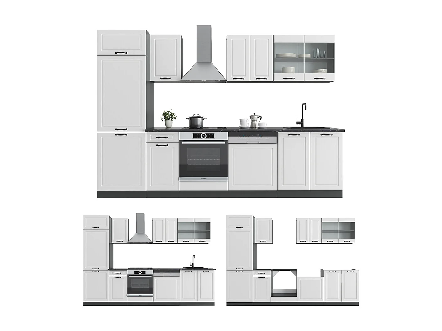 Mueble de cocina casa de campo blanca/antracita 300x60x81.6 r-line