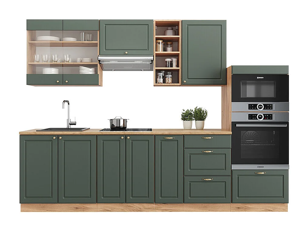 Cuisine chêne vert et or/chêne doré 280x60x81.6 fame-line