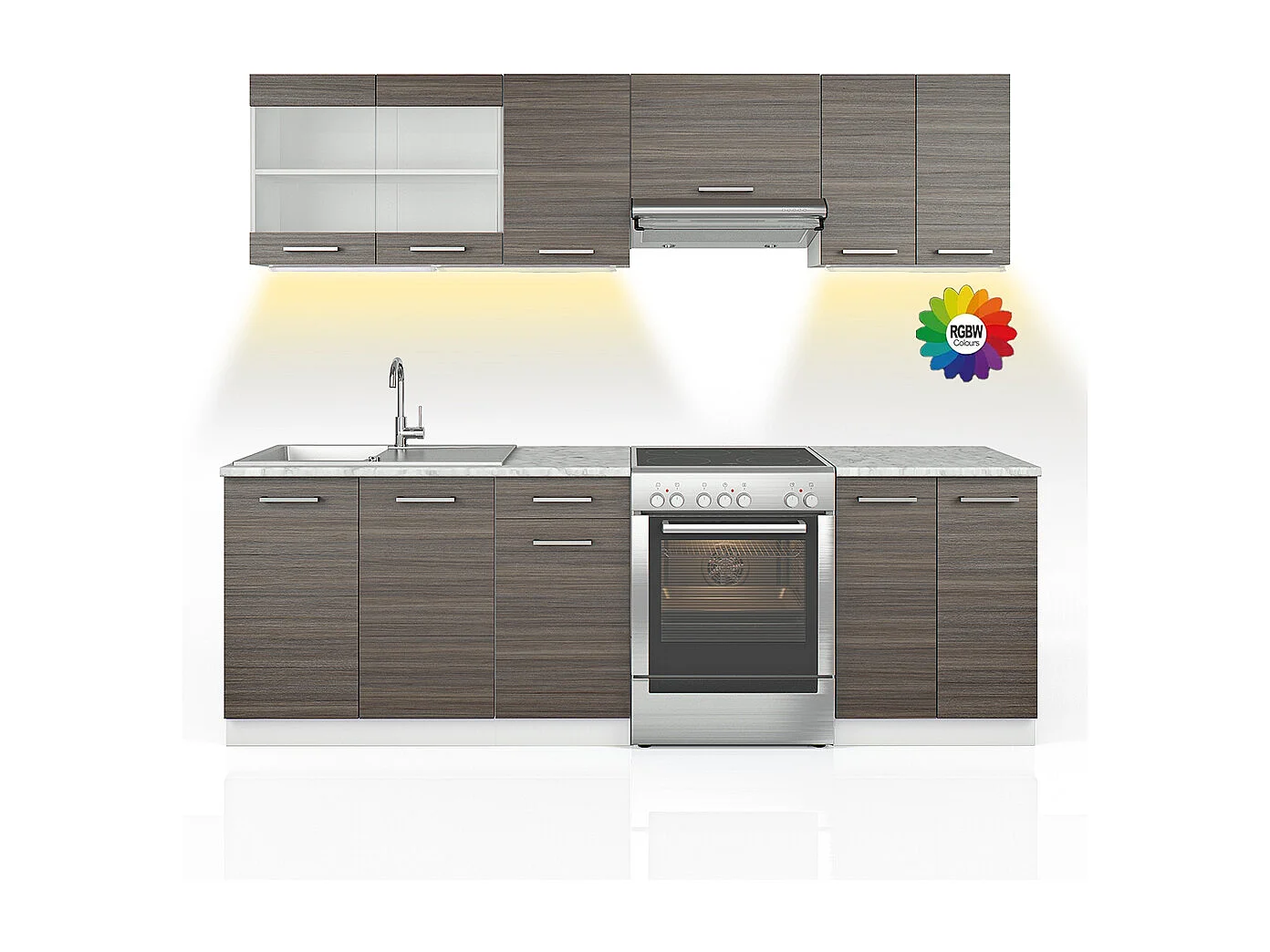 Ligne de cuisine gris noble/blanc 240x60x81.6 raul