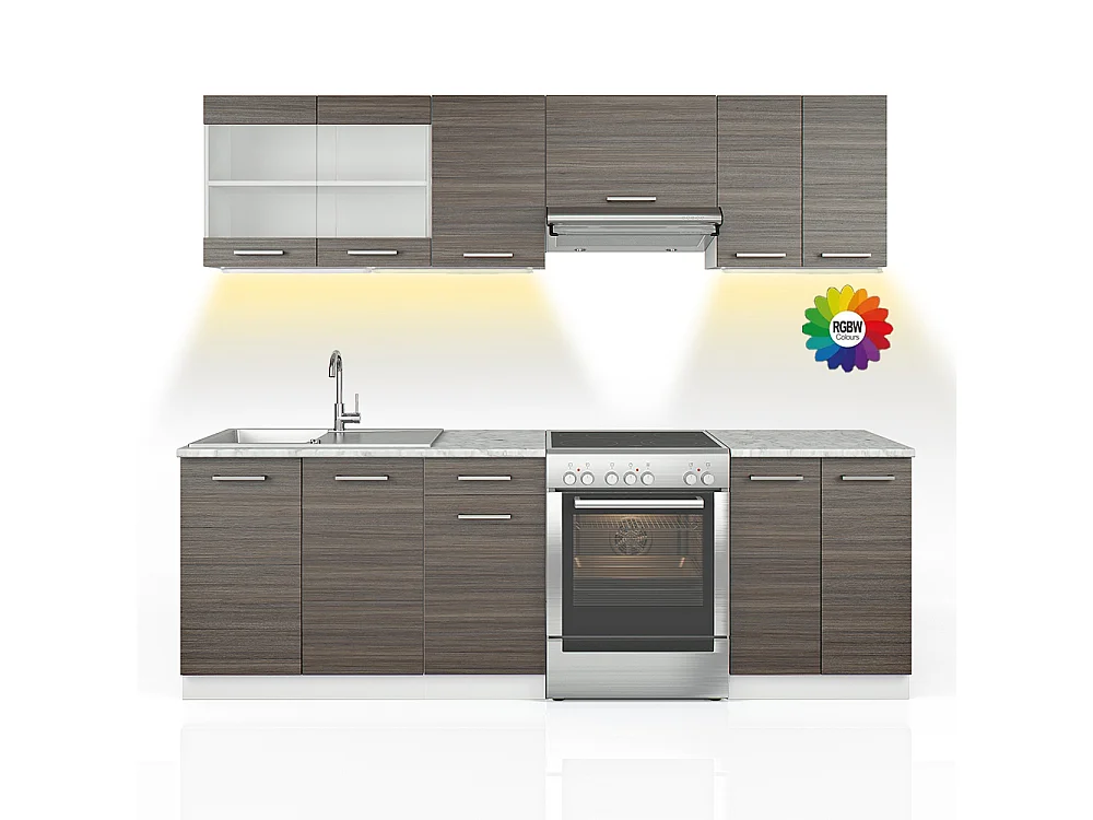 Mueble de cocina precioso gris/blanco 240x60x81.6 raul