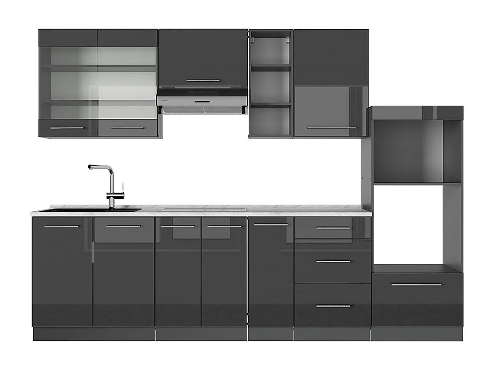 Cuisine anthracite haute brillance 280x60x81.6 fame-line