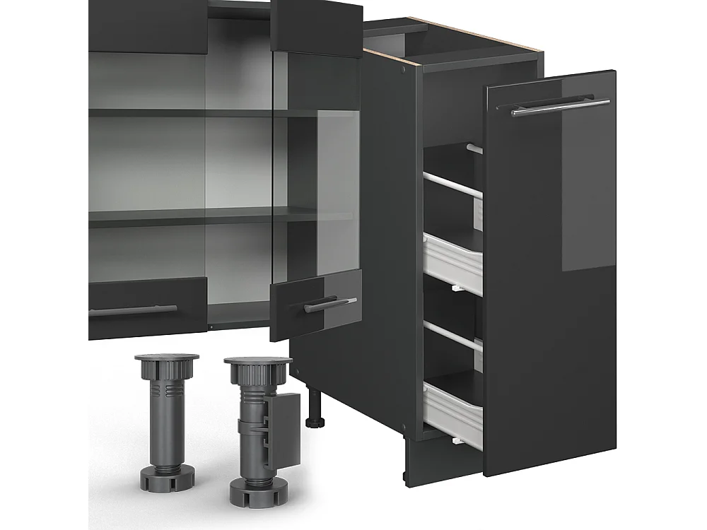 Küchenzeile anthrazit hochglanz 280x60x81.6 fame-line