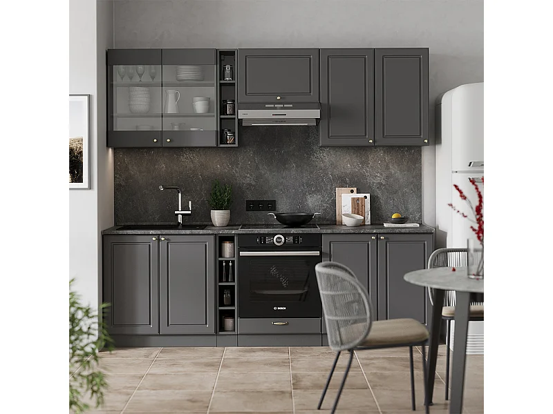 Cuisine anthrazit-gold landhaus 235x60x81.6 fame-line