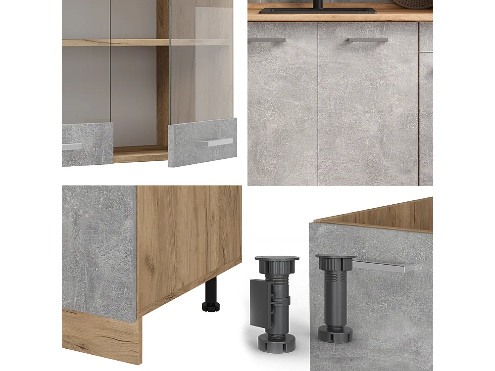 Cuisine béton/force dor chêne 140x46x81.6 r-line