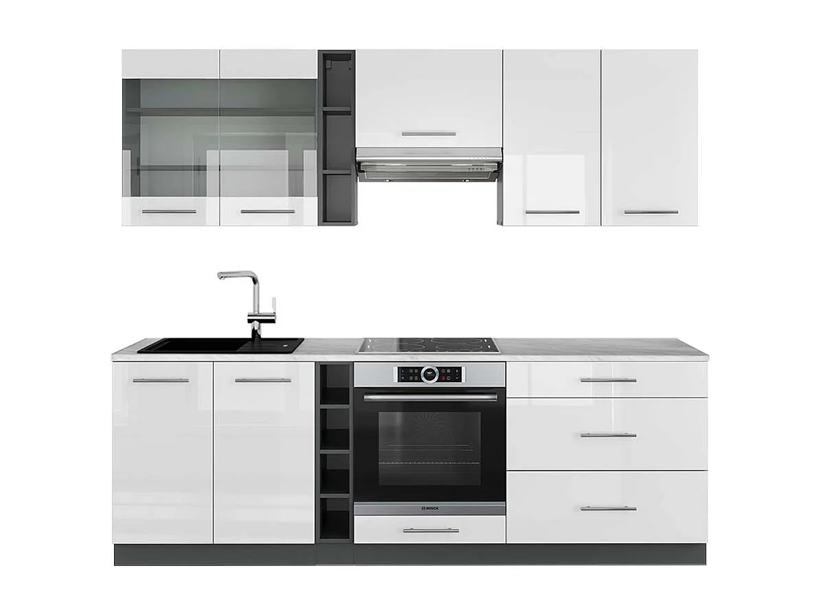 Cuisine blanc brillant/anthracite 235x60x81.6 fame-line