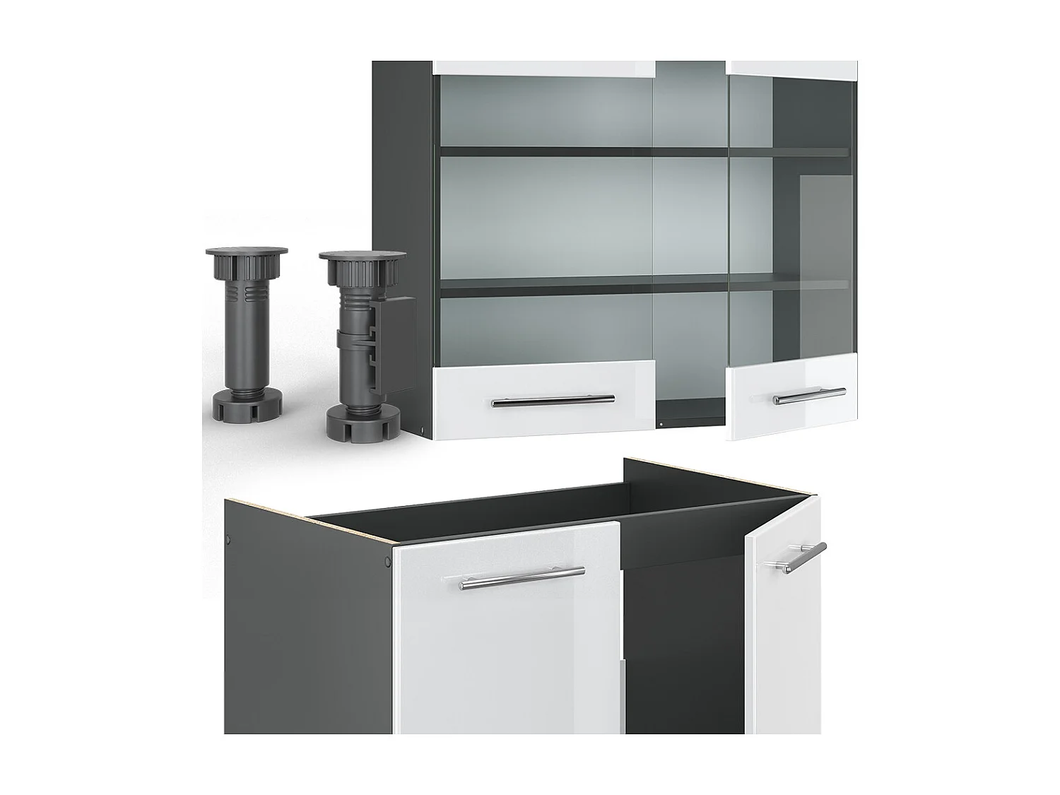 Cuisine blanc brillant/anthracite 235x60x81.6 fame-line