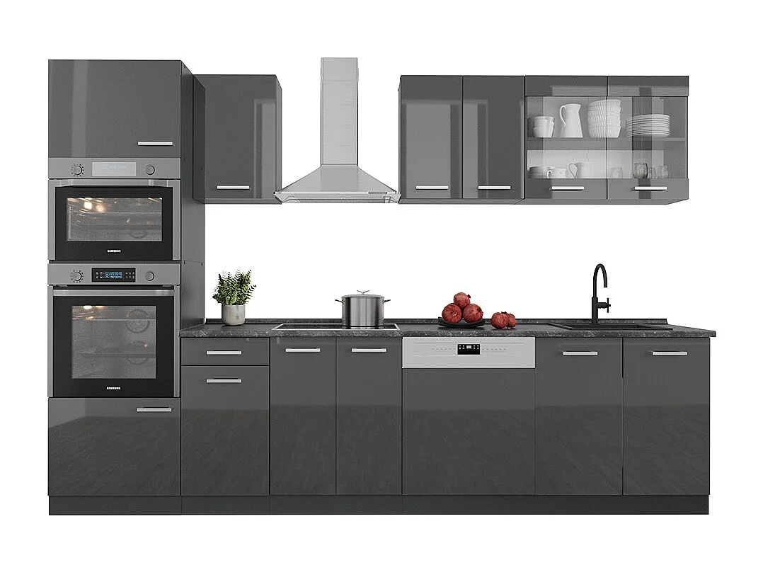 Cuisine anthracite brillant/anthracite 300x46x81.6 r-line