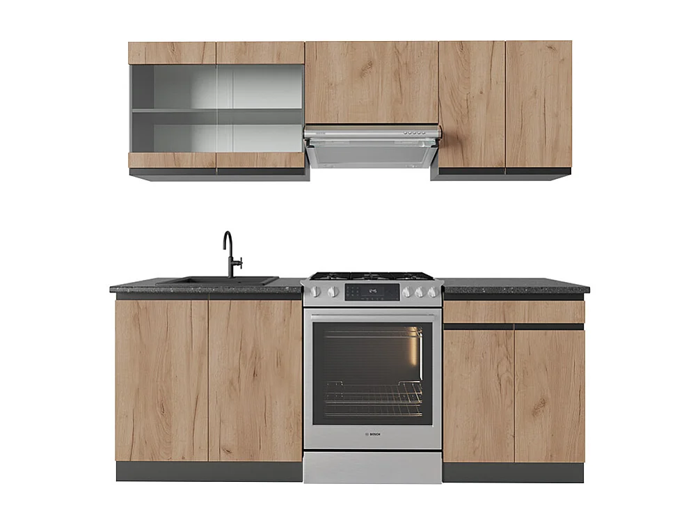 Mueble de cocina oro power roble/antracita 200x46x81.6 r-line