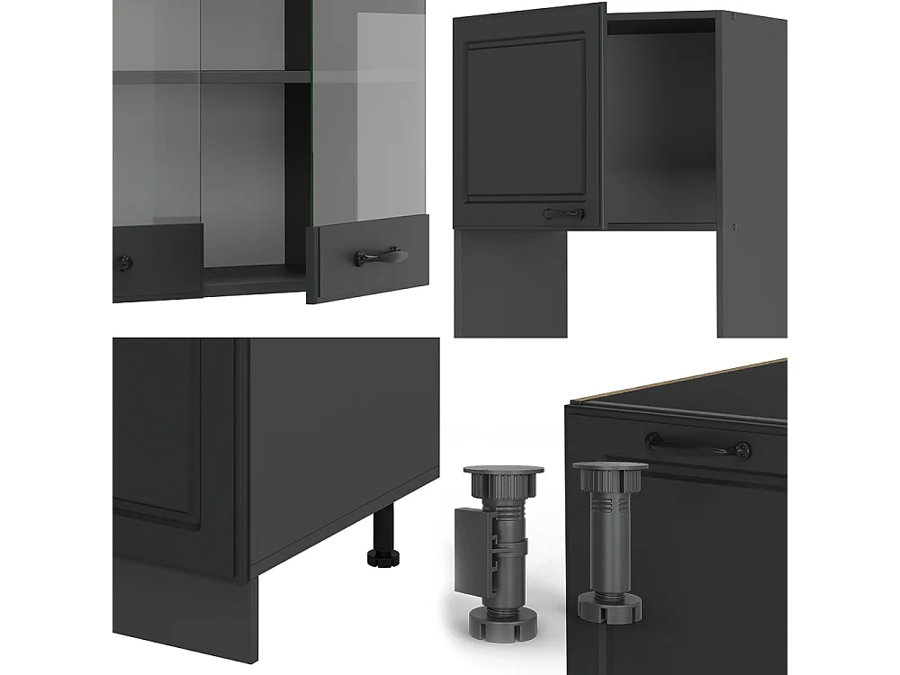 Cocina esquinera antracita casa de campo/antracita 247x46x81.6 r-line