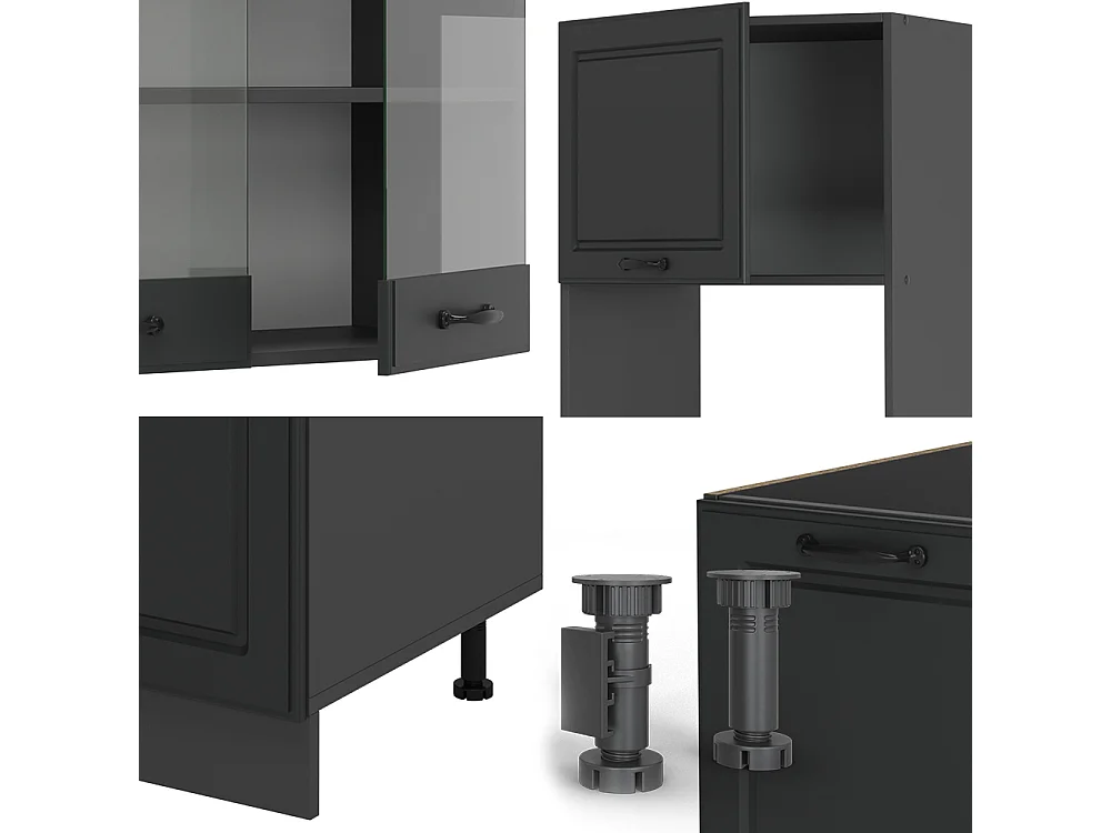 Cuisine en angle anthracite maison de campagne/anthracite 247x46x81.6 r-line