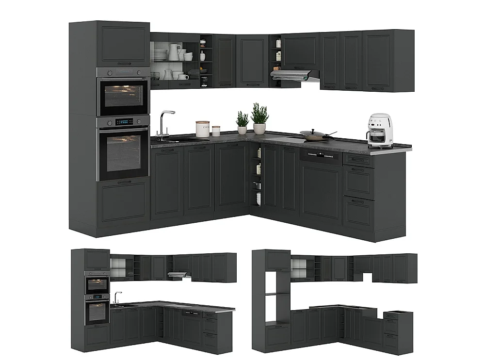 Cuisine en angle anthracite campagne/anthracite 247x46x81.6 r-line