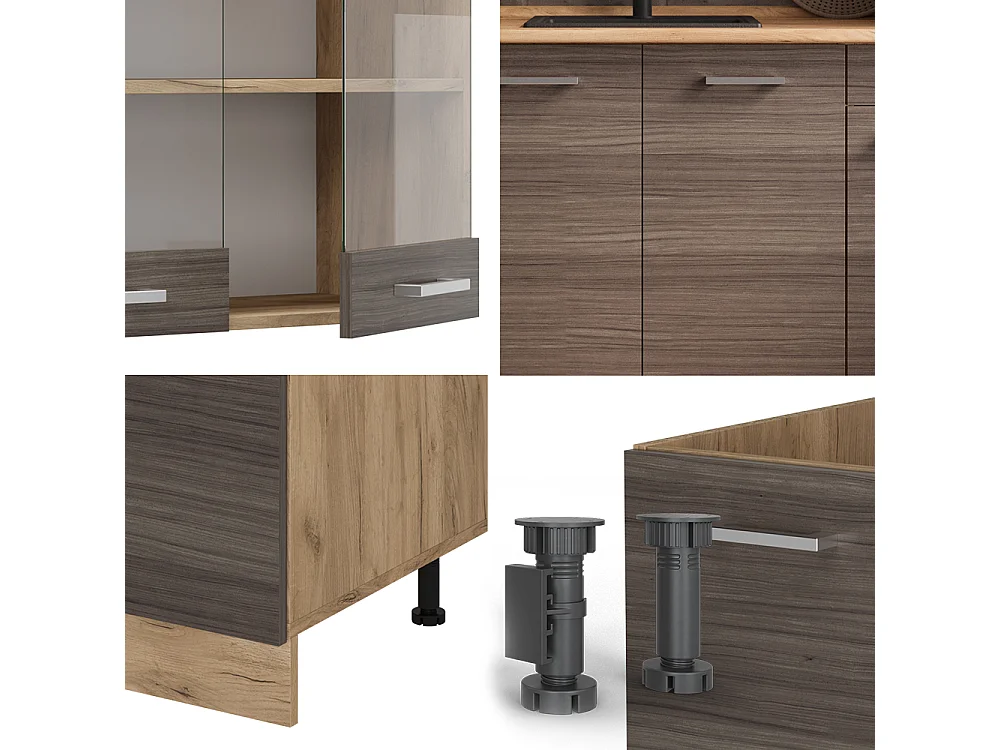 Cucina monoblocco grigio nobile/rovere dorato 140x60x81.6 r-line