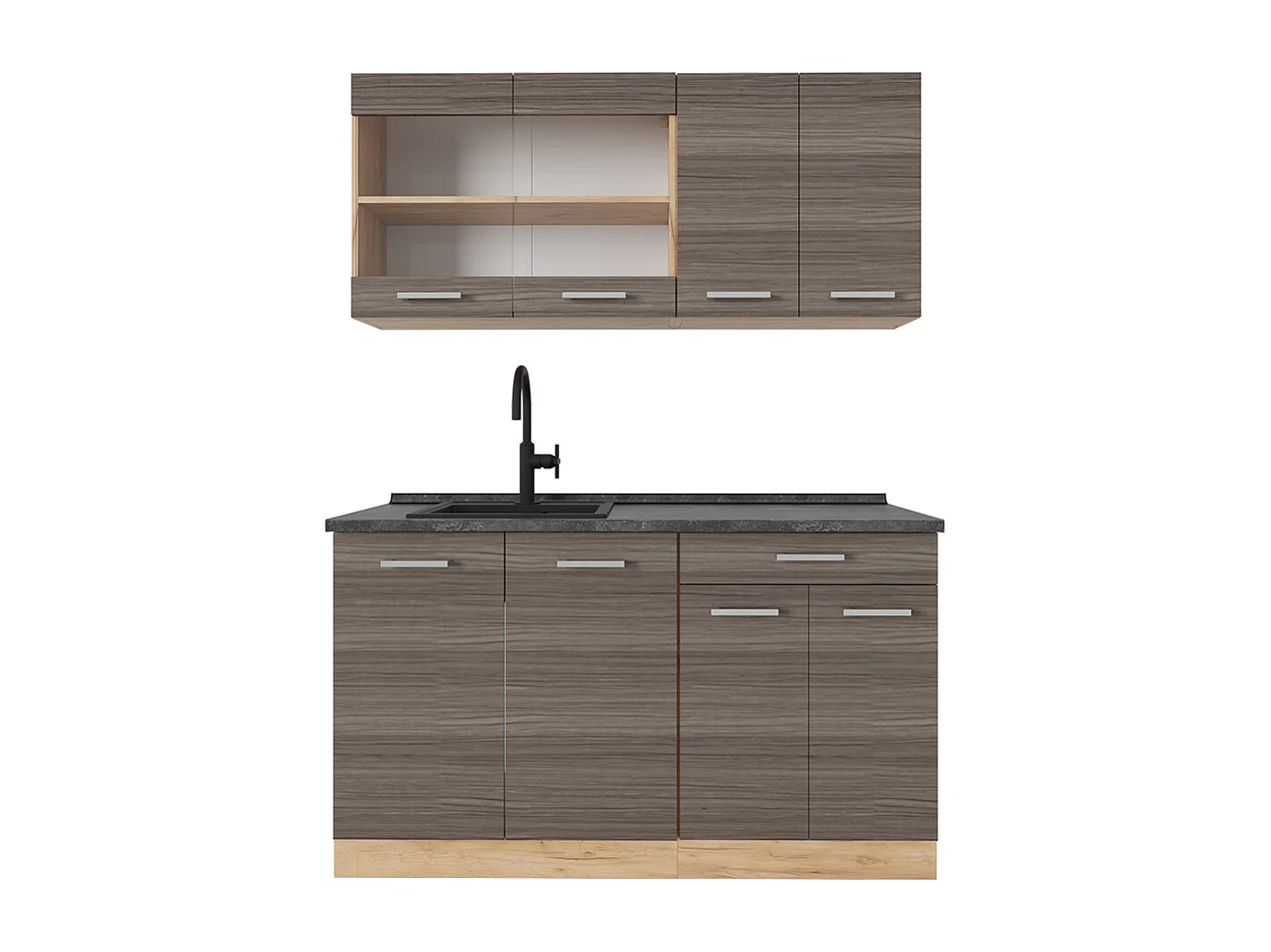 Cuisine gris noble/chêne doré 140x60x81.6 r-line