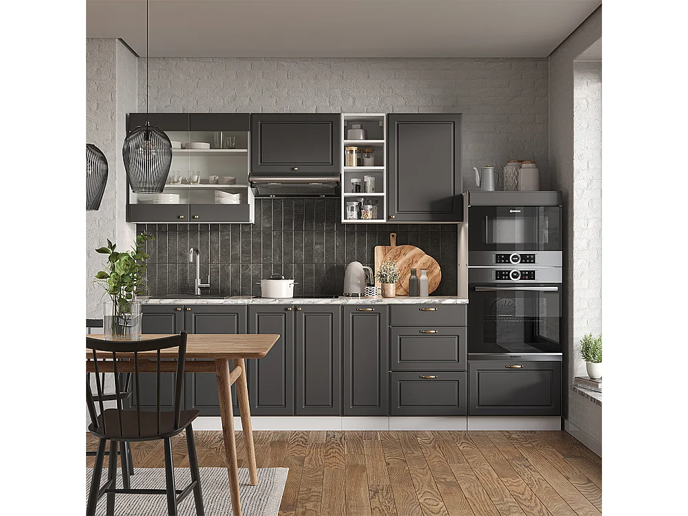 Mueble de cocina antracita casa de campo/blanco 280x46x81.6 fame-line