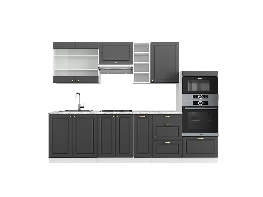 Cuisine anthracite maison de campagne/blanc 280x46x81.6 fame-line