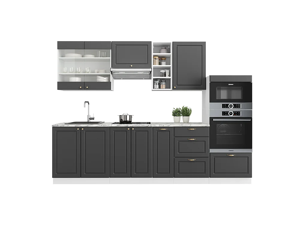 Cuisine anthracite maison de campagne/blanc 280x46x81.6 fame-line