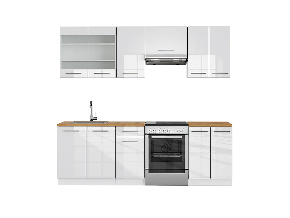 Kitchenette branco alto brilho/branco 240x60x81.6 fame-line
