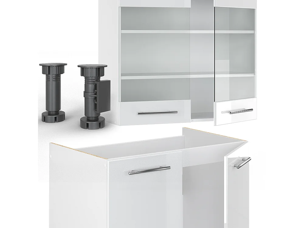 Kitchenette branco alto brilho/branco 240x60x81.6 fame-line