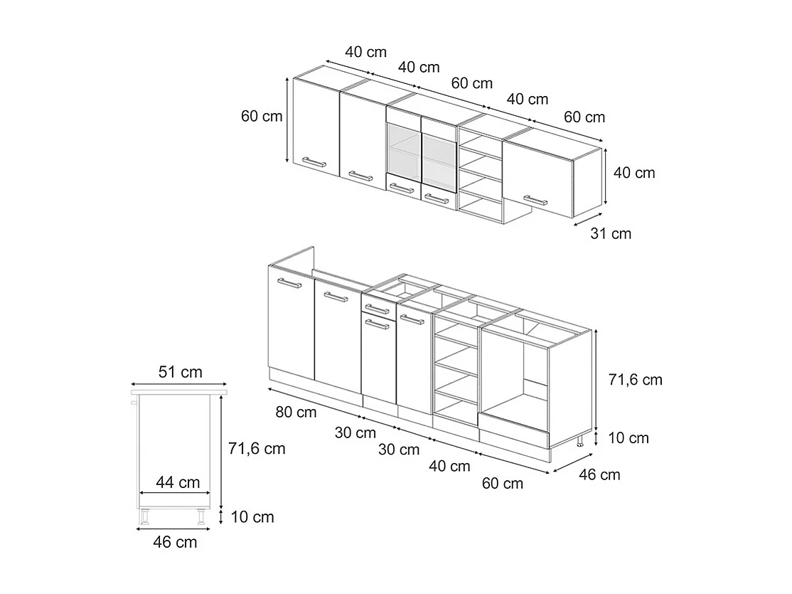 Cucina componibile rosso lucido/bianco 240x46x81.6 r-line