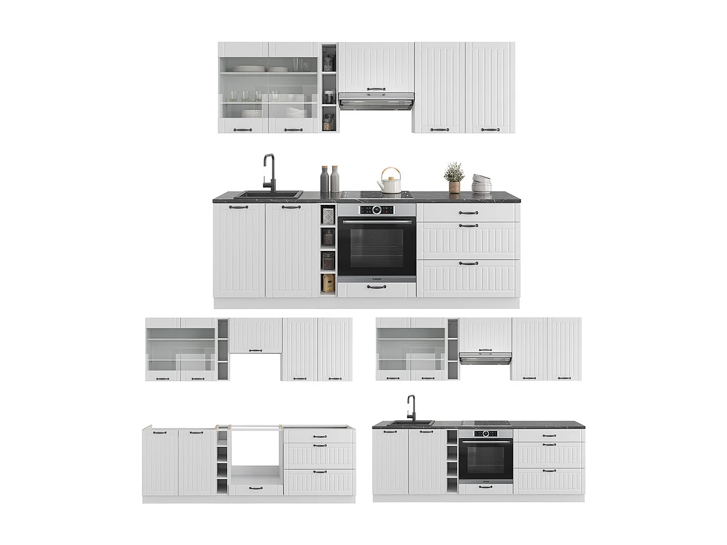 Cucina componibile casa di campagna bianca/bianco 235x60x81.6 fame-line