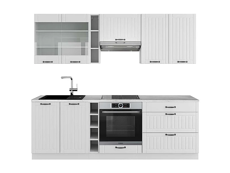 Küchenzeile weiß landhaus/weiß 235x60x81.6 fame-line