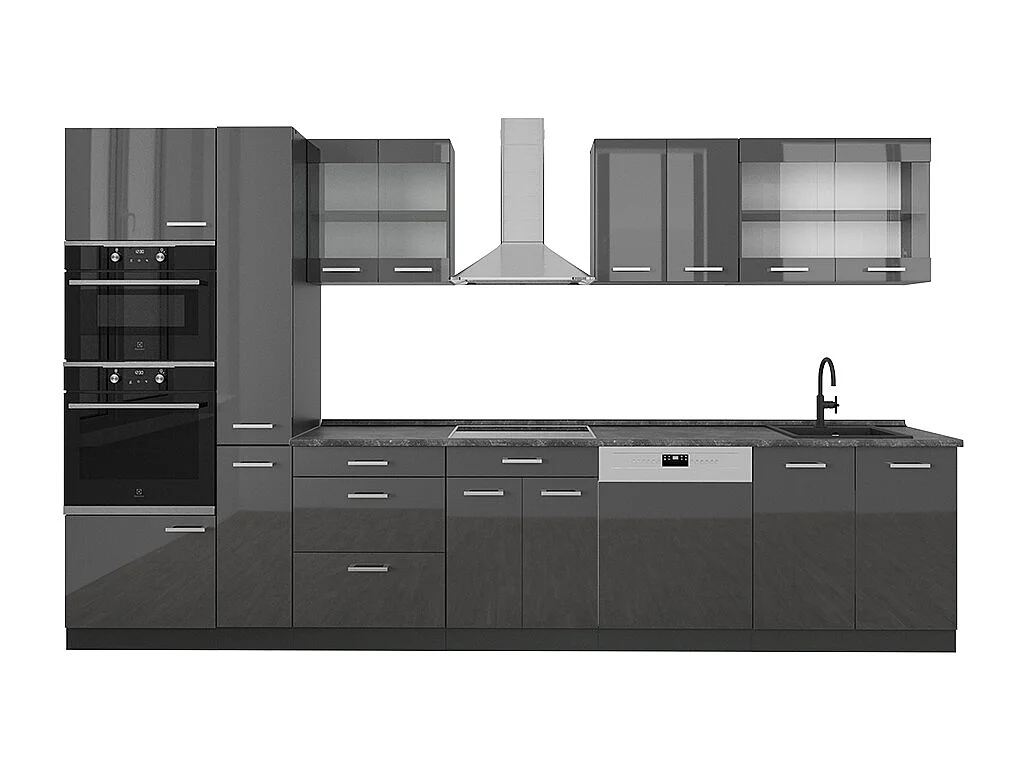 Kompletna kuchnia  antracyt wysoki połysk/antracyt 350x60x81.6 r-line
