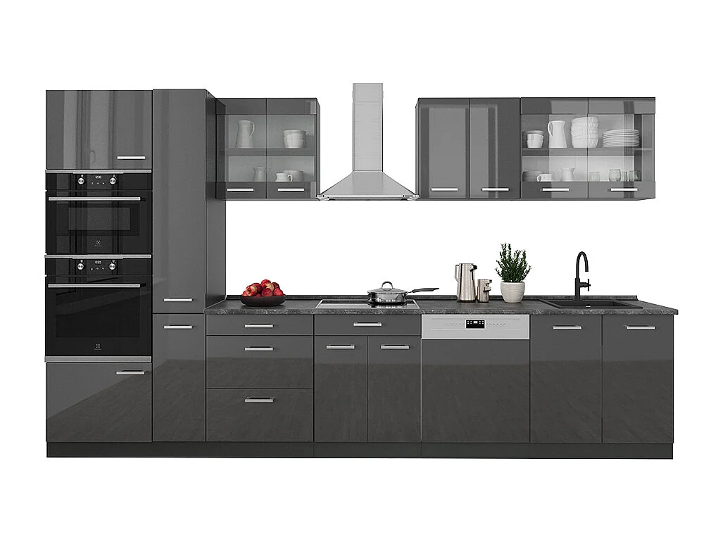 Kompletna kuchnia  antracyt wysoki połysk/antracyt 350x60x81.6 r-line