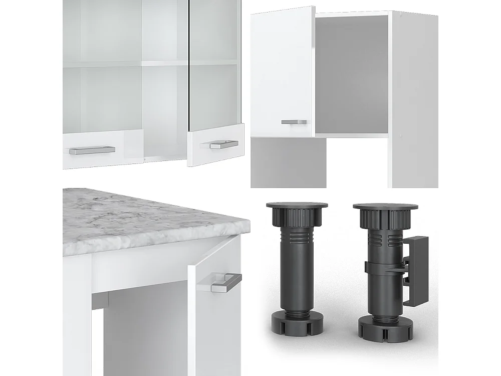 Cucina angolare completa bianco lucido/bianco 247x60x81.6 r-line