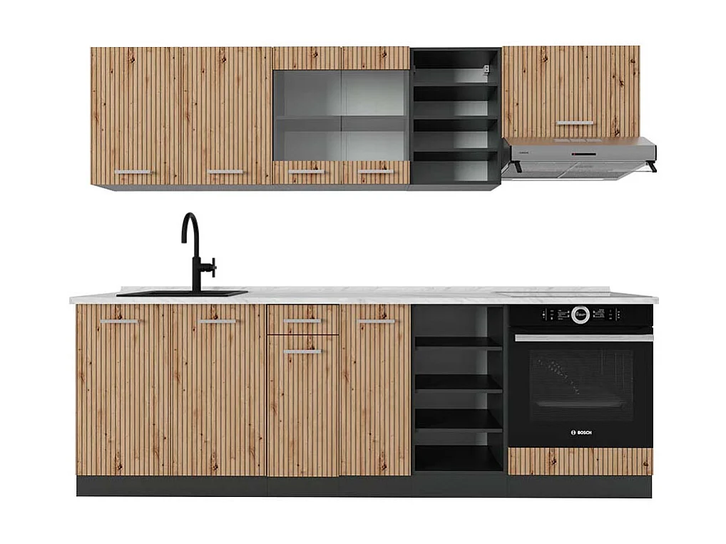 Cuisine chêne artisan/anthracite 240x60x81.6 r-line